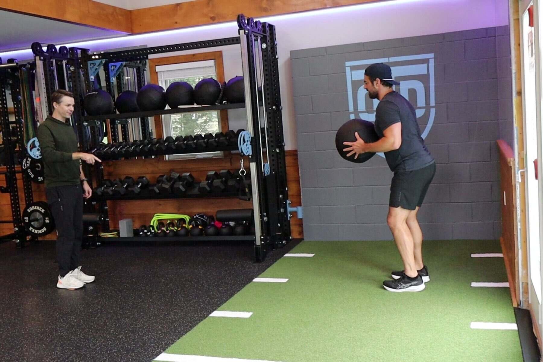 Rotational med-ball throw training for golf power at PT Progression